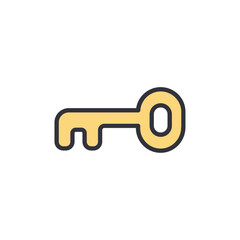 Vintage Golden Key Icon For Privacy And Data Security Concept