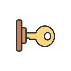Conceptual Illustration Of A Traditional Key Inserted In A Lock