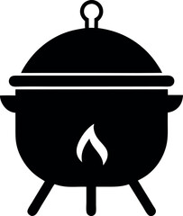 Food warmer open pot silhouette icon on white background