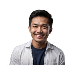 Happy Asian Man Smiling, Portrait on Transparent Background