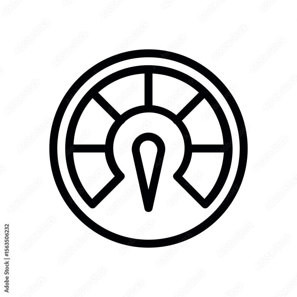 Poster illustration of speedometer dashboard gauge vector icon for car performance and measurement of speed