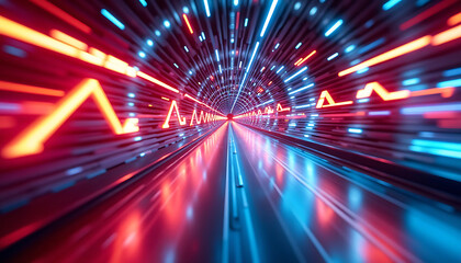 Fototapeta premium Abstract Tunnel of Light with Data Visualization and Futuristic Concept