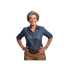Confident Mature Woman Smiling with Hands on Hips