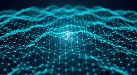 Obraz premium Abstract Digital Network Connection with Glowing Blue Dots