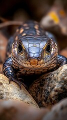 Fototapeta premium Close up Portrait of a Shingleback Skink Lizard on Rocks