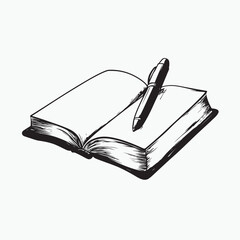 open book with pen