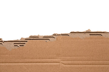 torn or ripped brown cardboard paper isolated on transparent background,realistic piece of torn...