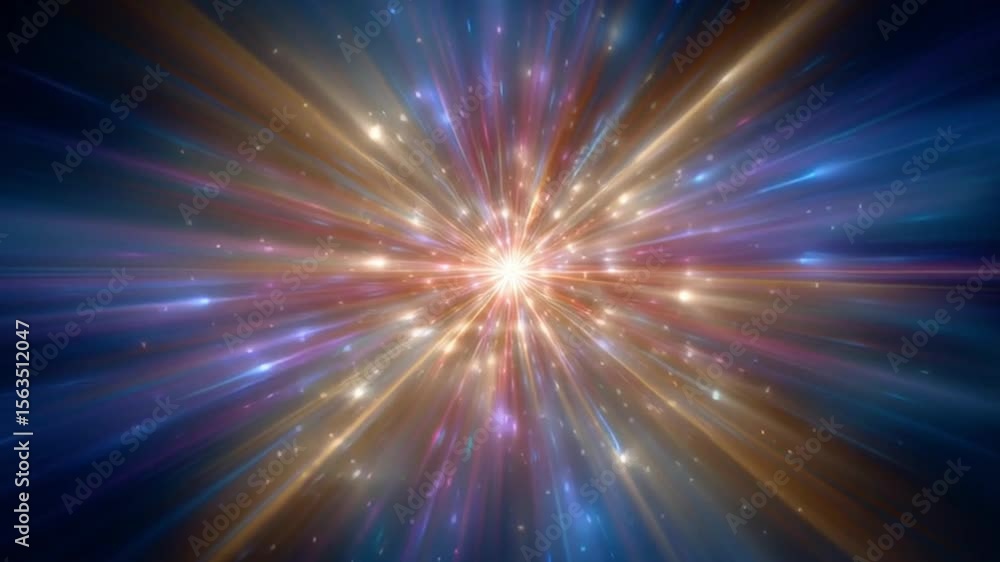 Poster vibrant cosmic explosion of light and color mesmerizing energy movement of stars, creating abstract 