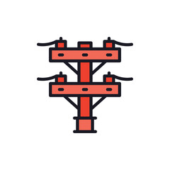 Illustration of red power pole illustration for electrical distribution and energy transmission network design element vector vector