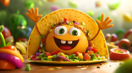 Excited Taco with Ingredients