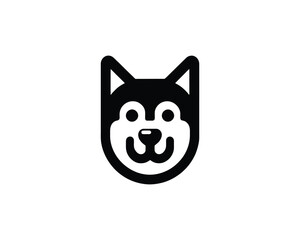Stylized black and white husky dog face icon