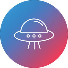 UFO Line Gradient Circle Background Icon