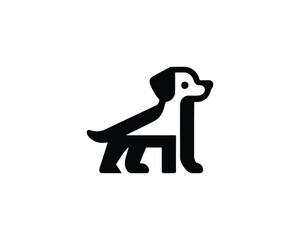 Minimalist black and white dog logo icon