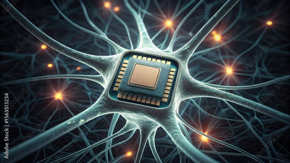 Poster Microchip Interacting with Neuron Cell in Gigapixel Standard V2