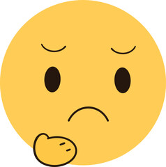 A yellow emoji with a confused face and a hand scratching its chin.