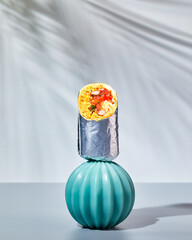 Traditional Mexican burrito with beef and vegetables. Mexican cuisine dish