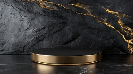 Black gold display pedestal textured background stage