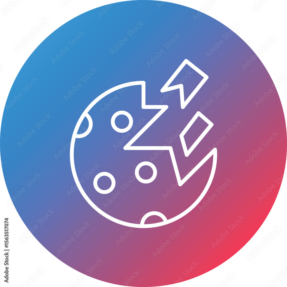Poster planet destoryed line gradient circle background icon