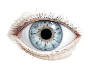 Detailed Light Blue Human Eye Macro View Open Focus Illustration Clear on transparent background