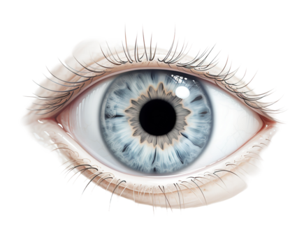 Detailed Light Blue Human Eye Macro View Open Focus Illustration Clear on transparent background