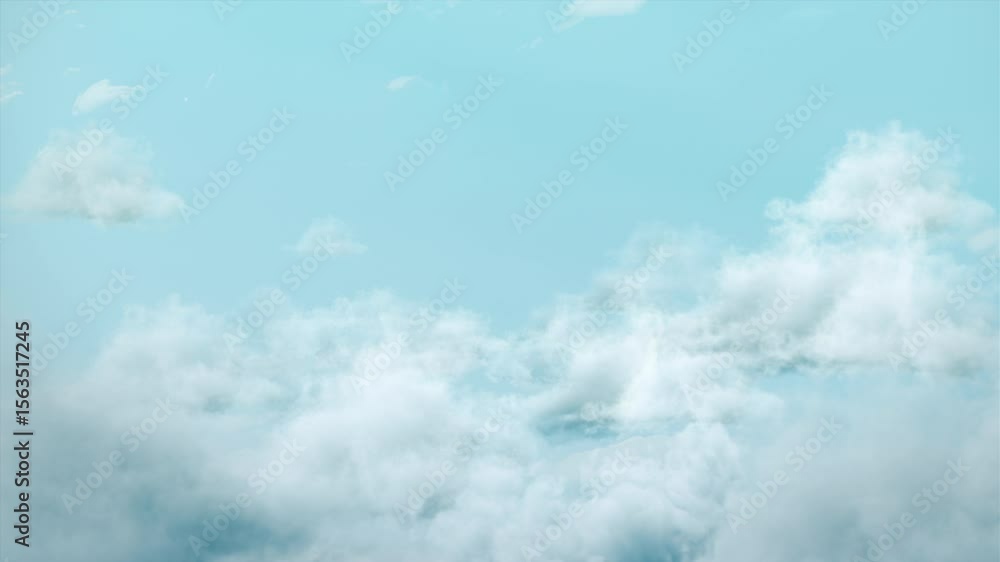 Wall mural soft clouds with light shine floating gently on blue sky in seamless loop