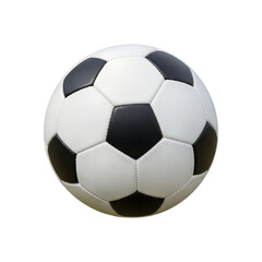 Detailed close up of a classic black and white soccer ball PNG file isolated on transparent background cut out, clipping path, social media.
