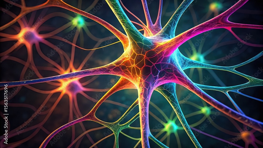 Poster colorful close-up of neuron pathways in gigapixel standard resolution