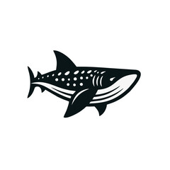 Obraz premium Whale Shark logo icon design illustration black white