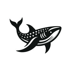 Obraz premium Whale Shark logo icon design illustration black white