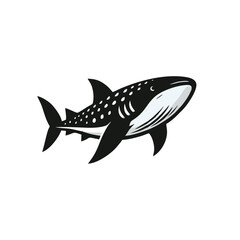 Fototapeta premium Whale Shark logo icon design illustration black white