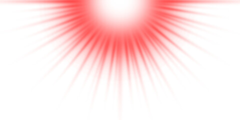 Bright red sunburst or radial light effect on transparint background, ideal for comic, pop art, or visual energy design	