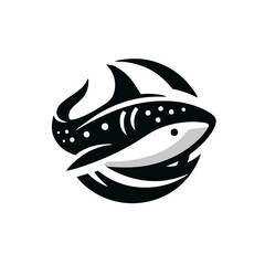 Whale Shark logo icon design illustration black white