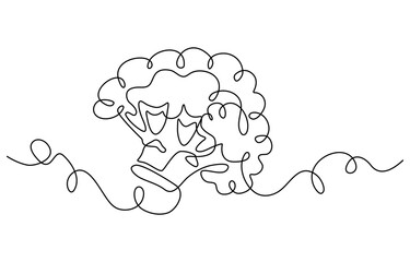 Continuous one line drawing of broccoli. healthy eating, vegetarianism, vegetable, garden plant, one line, fresh vegetable concept continuous line art. Editable outline, Fresh Broccoli Continuous