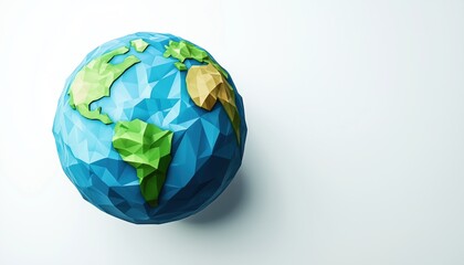 Polygonal Globe Of Earth In Low Poly Style. Geometric Representation Of Earth In Low Poly Design. Low Poly Earth Globe Model.