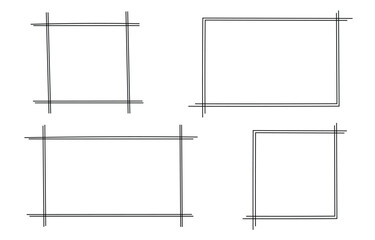 Brush Strokes Frames Collection. Hand Drawn Simple Vintage Frames Set.