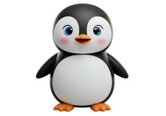 Fototapeta premium 3d render of a cute cartoon penguin character with rosy cheeks and blue eyes Isolated on transparent background