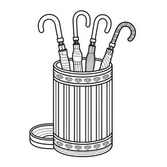 umbrella stand coloring page line art