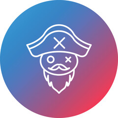 Pirate Beard Line Gradient Circle Background Icon