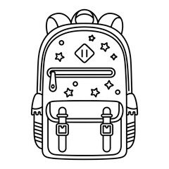 vector illustration of a backpack coloring page