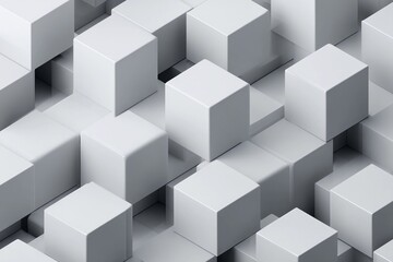 Obraz premium Creative Exploration of Light Gray Isometric Cubes Arranged in a Unique Pattern Generative AI