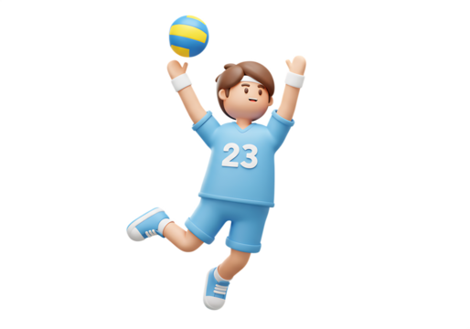 A 3d rendered volleyball player in action serving the ball with energetic motion Isolated on transparent background