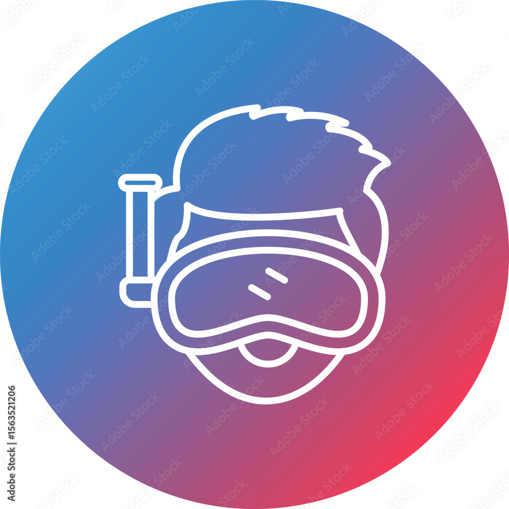 Poster scuba diving line gradient circle background icon