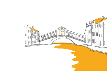 Obraz premium Minimal line art of a venice scene, Italy with bold accents