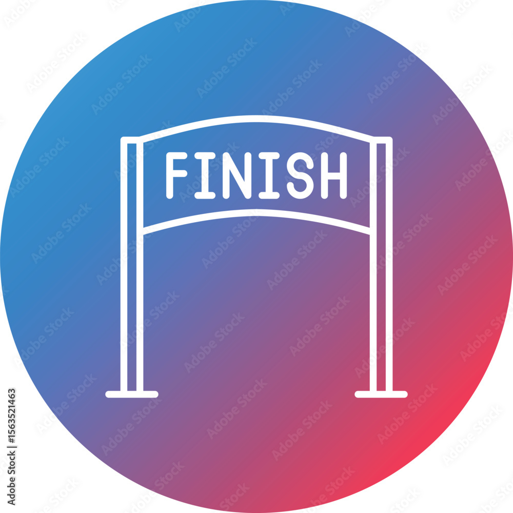 Poster finish flag line gradient circle background icon
