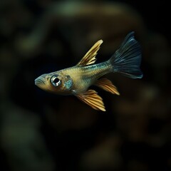 Fototapeta premium Aquatic Life Stunning Close up of a Colorful Tropical Fish Swimming in Dark Water