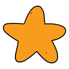 Hand drawn cartoon gold star on white background.