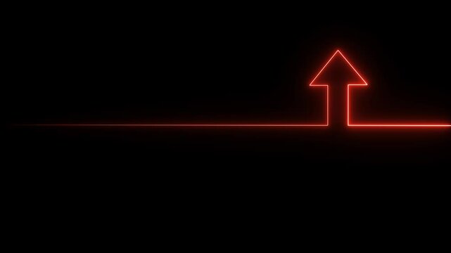 Neon arrow doing direction information animation background. Abstract dynamic neon arrow icon animation on black background.