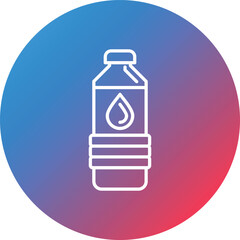 Water Bottle Line Gradient Circle Background Icon