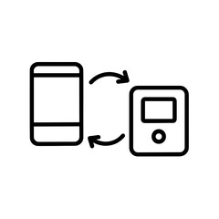 Outline icon of device synchronization &ndash; smart system connection and update
