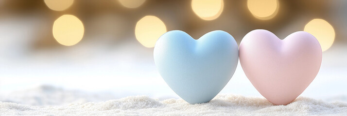 Narrow web banner with abstract hearts on pale background